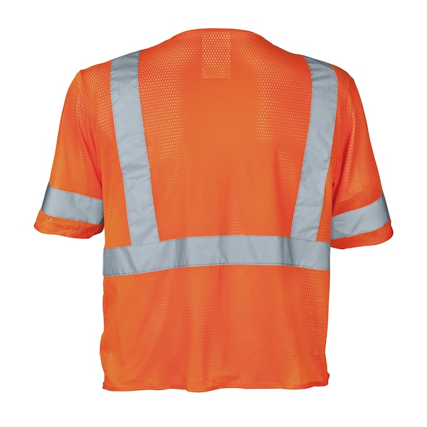 Flame-Retardant Polyester Mesh Vest Class 3 W/ 5 Pockets (Orange/X-Large)